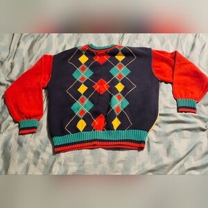 Vintage 80's/90's E-land ColleglanWear Men's Large‎ Multicolor. Sweater .